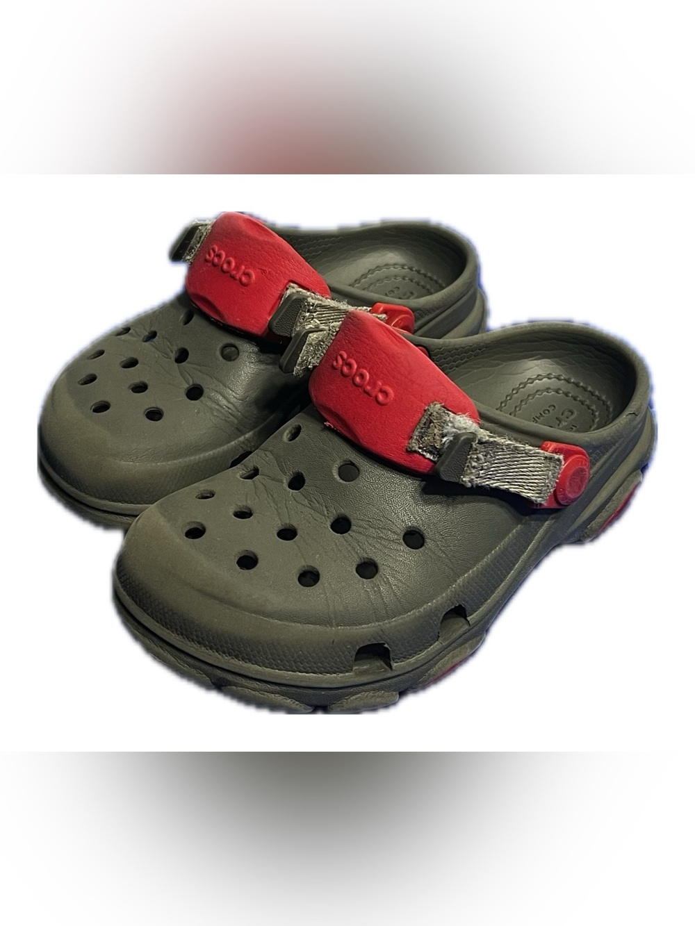 CROCS Kids Gray Clog with Red Strap